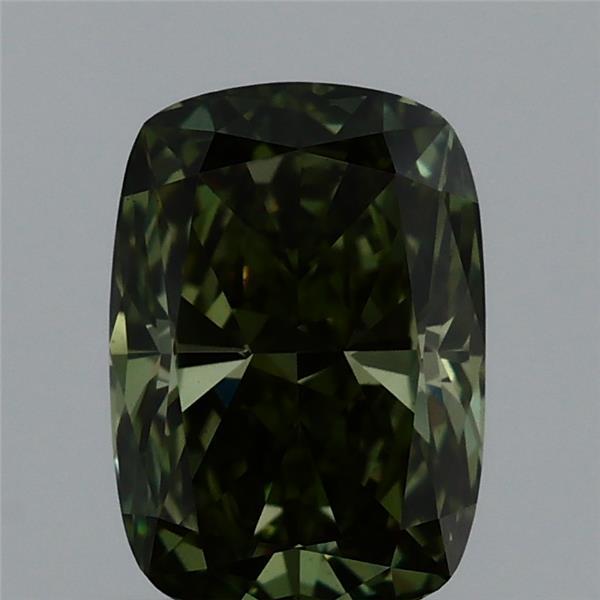 1.08ct Cushion FANCY VIVID GREEN VS1 Lab Created Diamond
