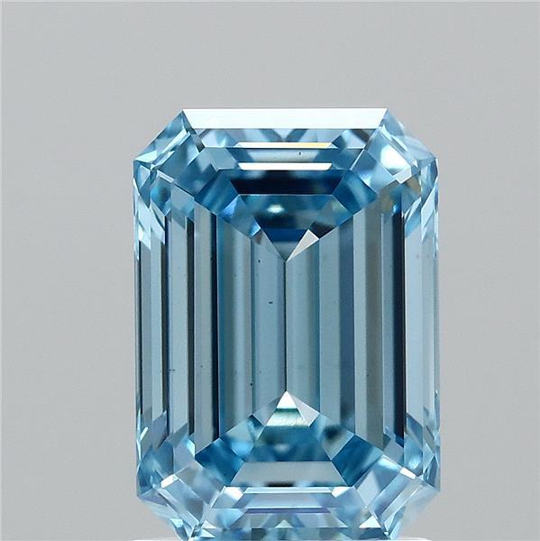 1.77ct Emerald FANCY VIVID BLUE VS1 Lab Created Diamond