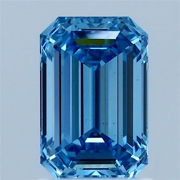 1.52ct Emerald FANCY VIVID BLUE VS1 Lab Created Diamond