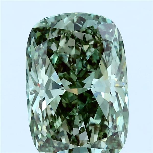 2.06ct Cushion FANCY VIVID GREEN VS1 Lab Created Diamond