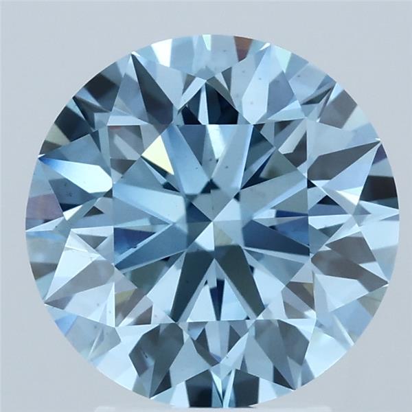 3.09ct Round FANCY VIVID BLUE VS2 Lab Created Diamond