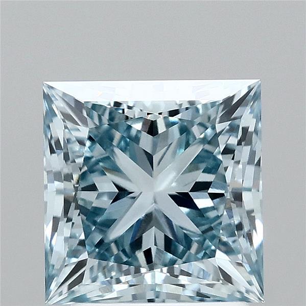 2.6ct Princess FANCY VIVID BLUE VVS2 Lab Created Diamond