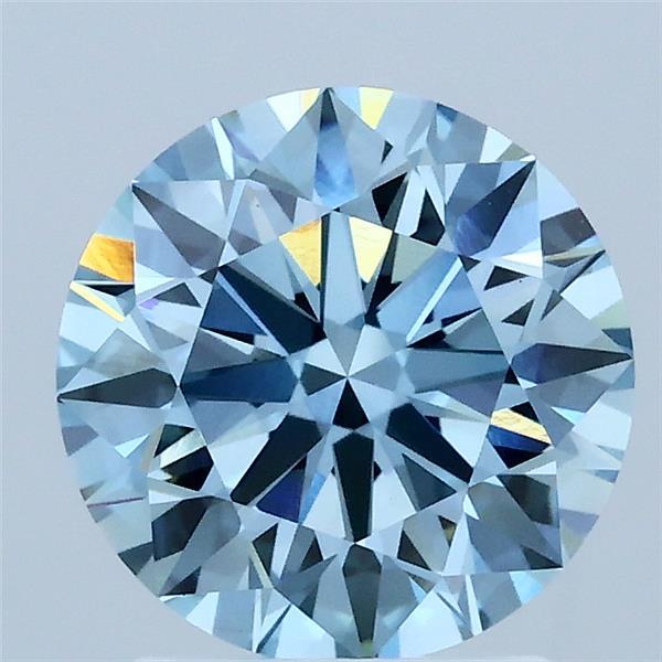 2.05ct Round FANCY VIVID BLUE VVS2 Lab Created Diamond