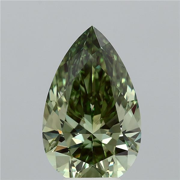 5.07ct Pear FANCY VIVID GREEN VVS2 Lab Created Diamond