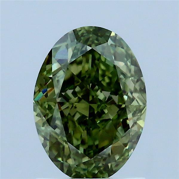 1.61ct Oval FANCY VIVID GREEN VS2 Lab Created Diamond