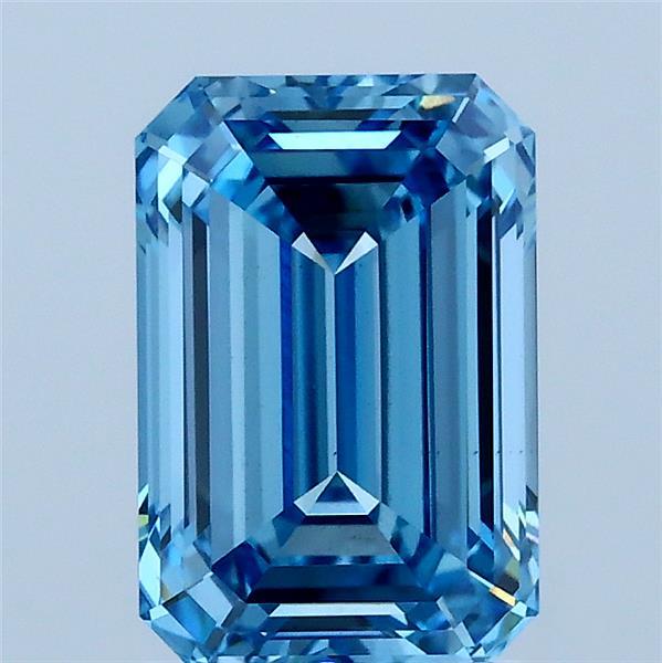 2.06ct Emerald FANCY VIVID BLUE VS1 Lab Created Diamond
