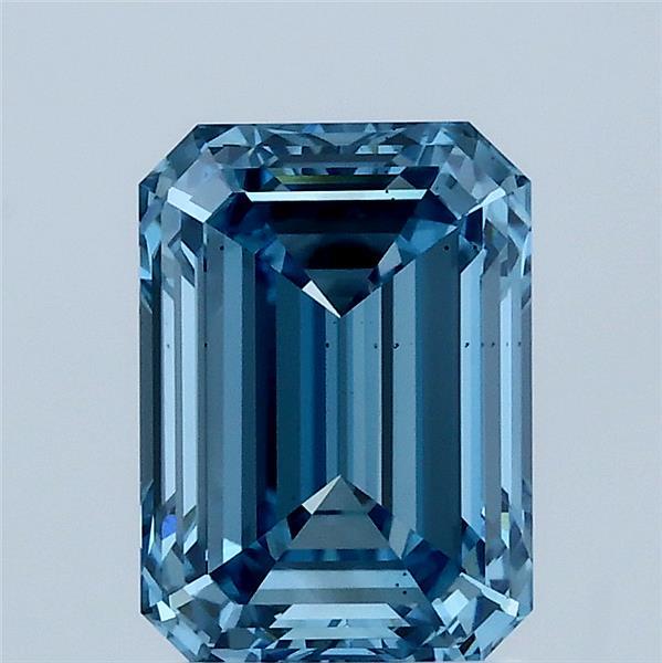 2.05ct Emerald FANCY VIVID BLUE VS2 Lab Created Diamond