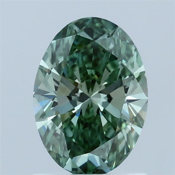 1.08ct Oval FANCY VIVID GREEN VS1 Lab Created Diamond