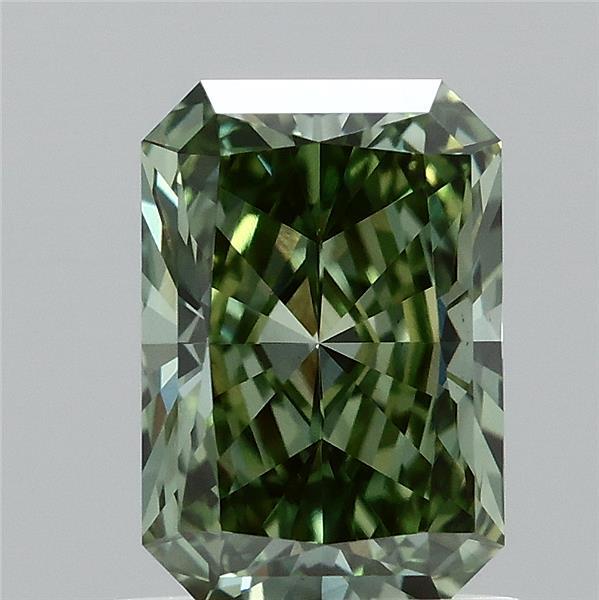 1.1ct Radiant FANCY VIVID GREEN VS1 Lab Created Diamond