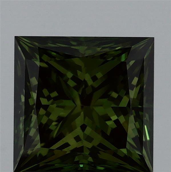 1.71ct Princess FANCY VIVID GREEN VS1 Lab Created Diamond