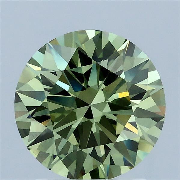 1.86ct Round FANCY VIVID GREEN VS2 Lab Created Diamond