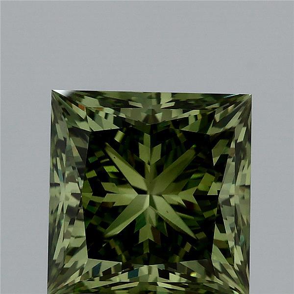4.24ct Princess FANCY VIVID GREEN VS1 Lab Created Diamond