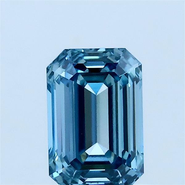 0.85ct Emerald FANCY VIVID BLUE VVS2 Lab Created Diamond