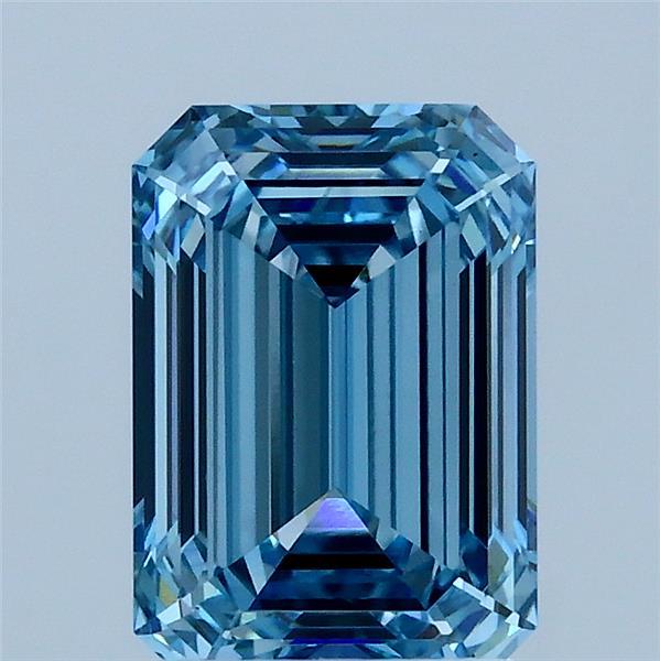 2.06ct Emerald FANCY VIVID BLUE VS1 Lab Created Diamond