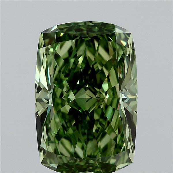 5.03ct Cushion FANCY VIVID GREEN VVS2 Lab Created Diamond