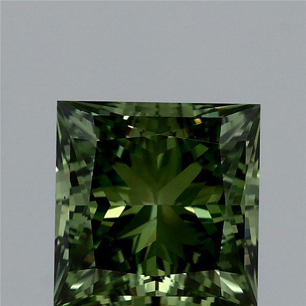 2.03ct Princess FANCY VIVID GREEN VS1 Lab Created Diamond