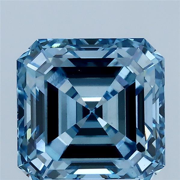 3.09ct Asscher FANCY VIVID BLUE VS1 Lab Created Diamond