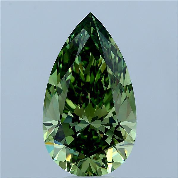 9.05ct Pear FANCY VIVID GREEN VVS2 Lab Created Diamond