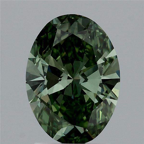 2.01ct Oval FANCY VIVID GREEN VS1 Lab Created Diamond