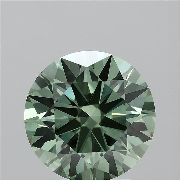 3.09ct Round FANCY VIVID GREEN VS1 Lab Created Diamond