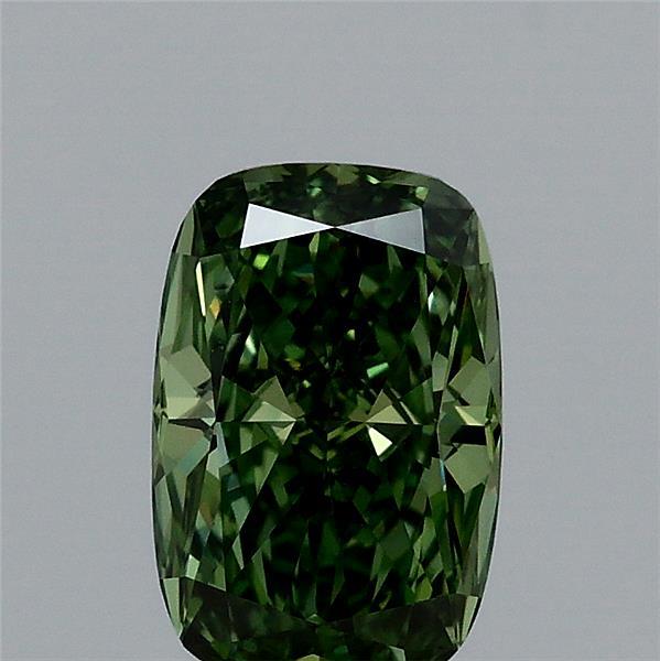1.01ct Cushion FANCY VIVID GREEN VVS2 Lab Created Diamond