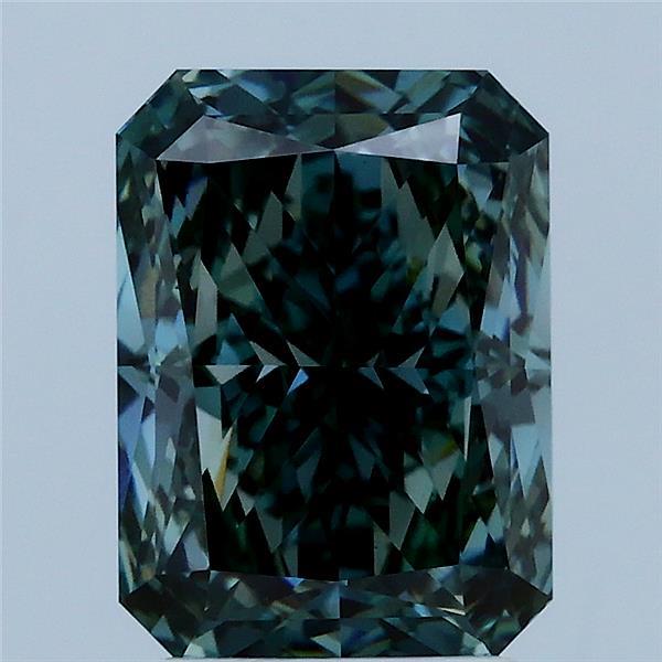 3.08ct Radiant FANCY VIVID GREEN BLUISH VS1 Lab Created Diamond