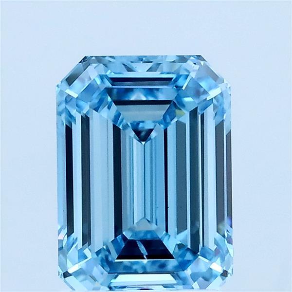 1.5ct Emerald FANCY VIVID BLUE VS2 Lab Created Diamond