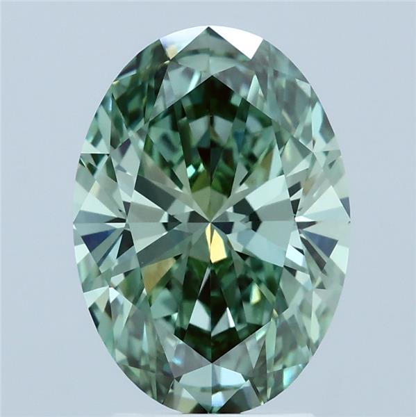 3ct Oval FANCY VIVID GREEN VVS2 Lab Created Diamond