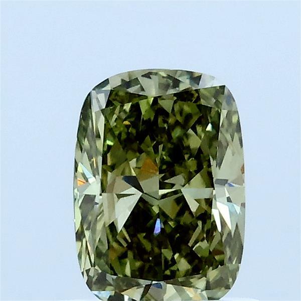 0.87ct Cushion FANCY VIVID GREEN VS1 Lab Created Diamond