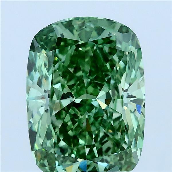 3.01ct Cushion FANCY VIVID GREEN VS1 Lab Created Diamond
