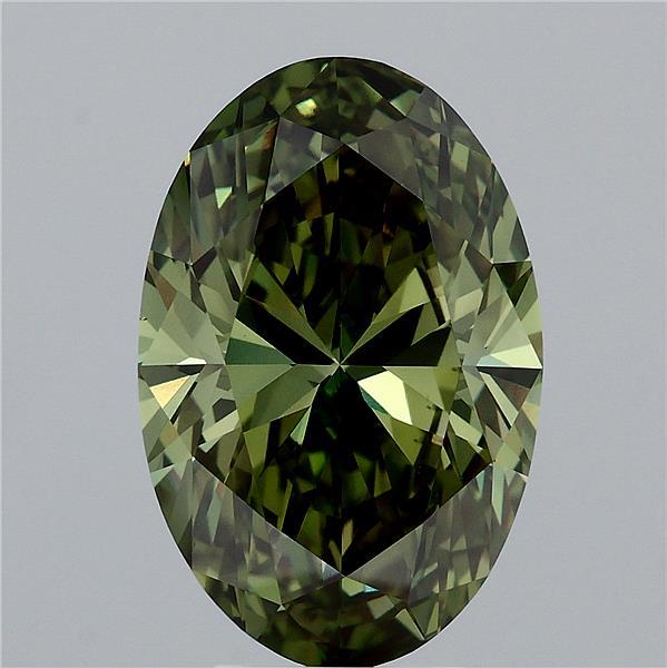 5.51ct Oval FANCY VIVID GREEN VS1 Lab Created Diamond