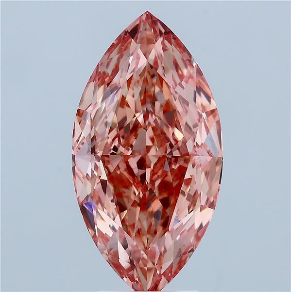 5.07ct Marquise FANCY VIVID ORANGY PINK VVS2 Lab Created Diamond