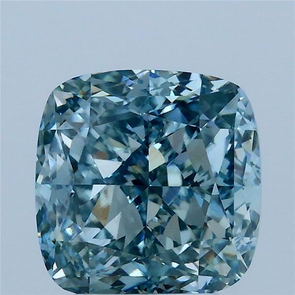 3.27ct Cushion FANCY INTENSE GREEN BLUISH VVS2 Lab Created Diamond