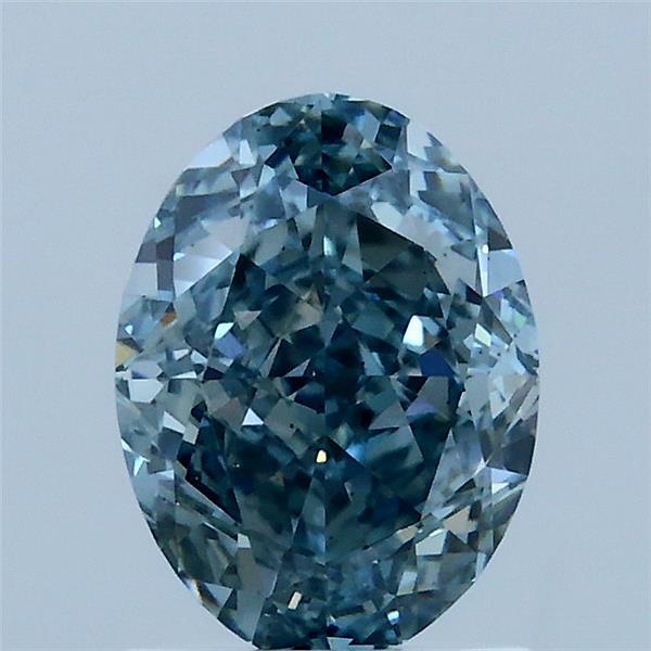 1.55ct Oval FANCY INTENSE BLUE GREENISH VS2 Lab Created Diamond