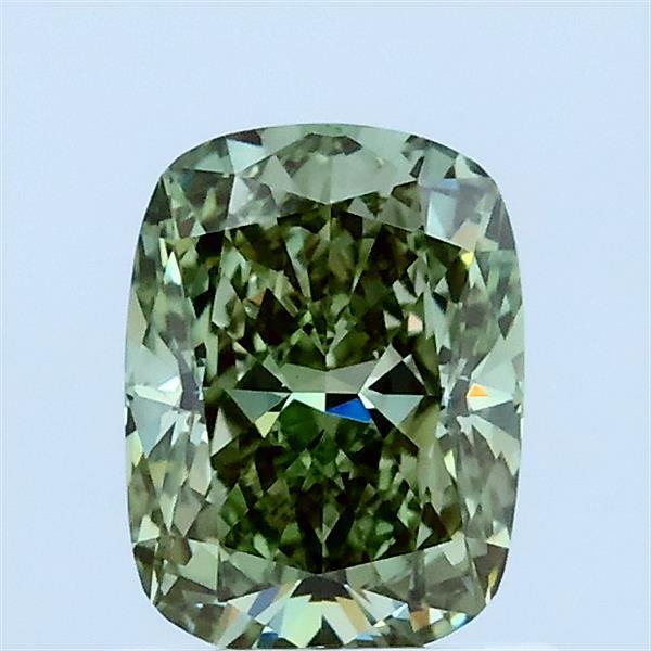1.09ct Cushion FANCY VIVID GREEN VVS2 Lab Created Diamond