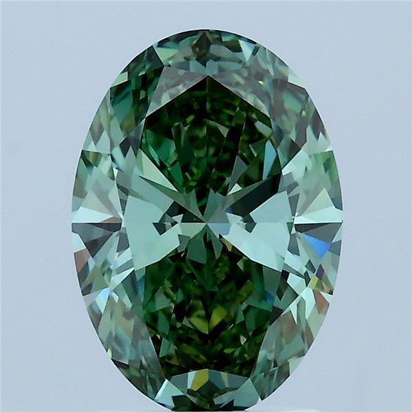 2ct Oval FANCY VIVID GREEN VS1 Lab Created Diamond
