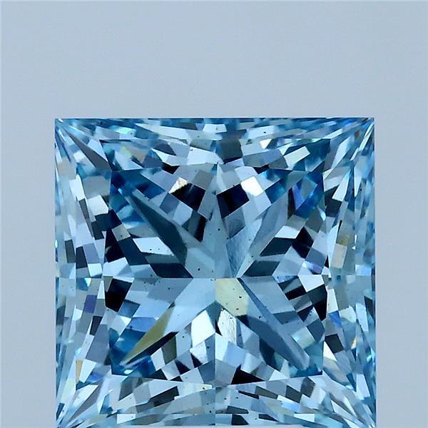 4.06ct Princess FANCY VIVID BLUE VS2 Lab Created Diamond