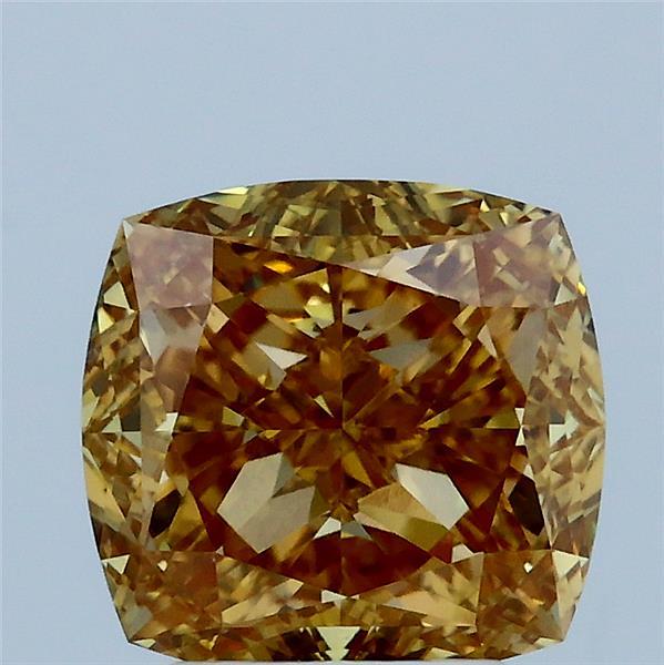 3ct Cushion FANCY INTENSE BROWNISH YELLOW VS1 Lab Created Diamond