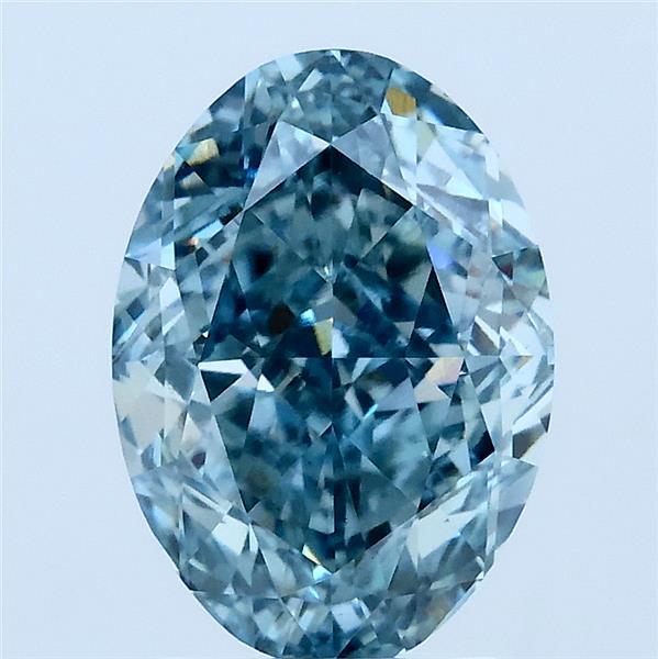 3.04ct Oval FANCY VIVID GREENISH BLUE VS1 Lab Created Diamond