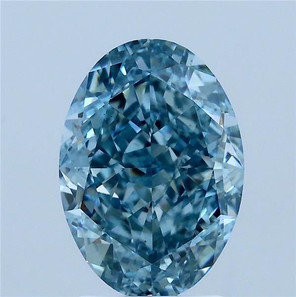 3.21ct Oval FANCY INTENSE GREENISH BLUE VS1 Lab Created Diamond