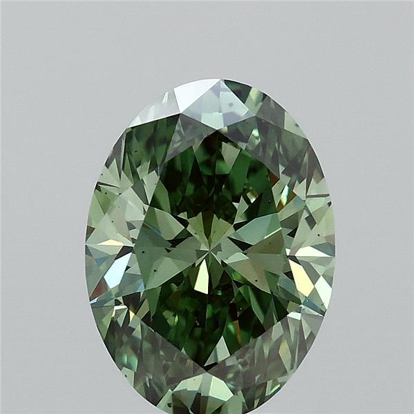 2.06ct Oval FANCY VIVID GREEN VS2 Lab Created Diamond
