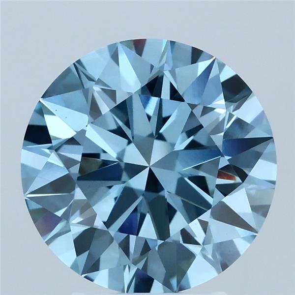 3.37ct Round FANCY VIVID BLUE VS1 Lab Created Diamond