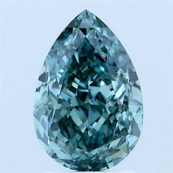 2.02ct Pear FANCY VIVID GREEN VS2 Lab Created Diamond
