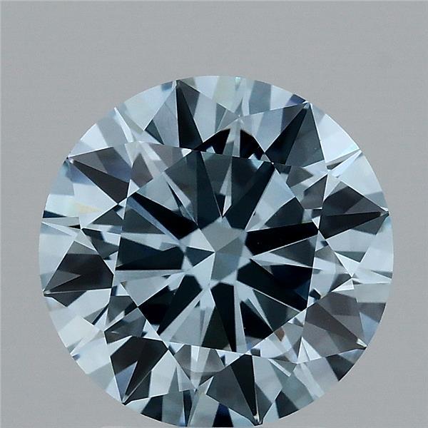 2.94ct Round FANCY VIVID BLUE VS2 Lab Created Diamond