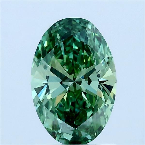 1.02ct Oval FANCY VIVID GREEN VVS2 Lab Created Diamond