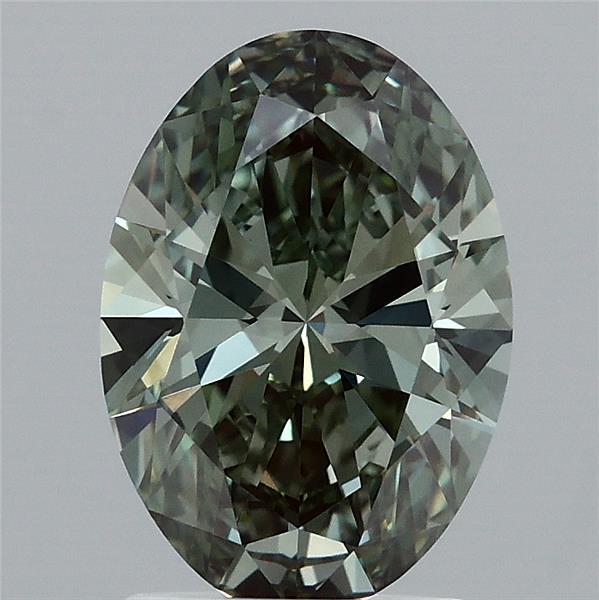 1.85ct Oval FANCY INTENSE GREEN VVS2 Lab Created Diamond