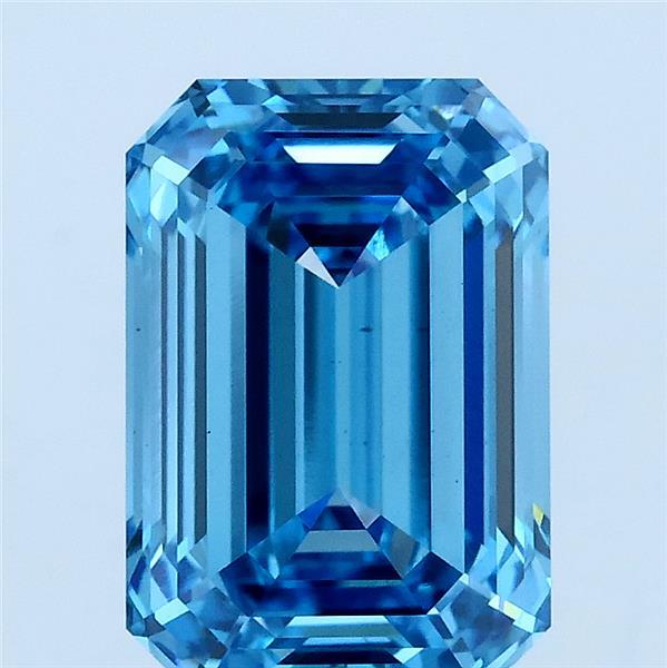3.09ct Emerald FANCY VIVID BLUE VS1 Lab Created Diamond