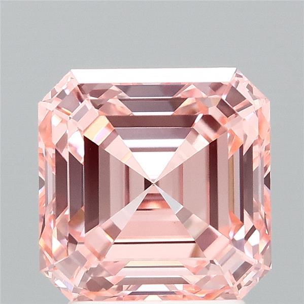 2.9ct Asscher FANCY VIVID PINK VVS2 Lab Created Diamond