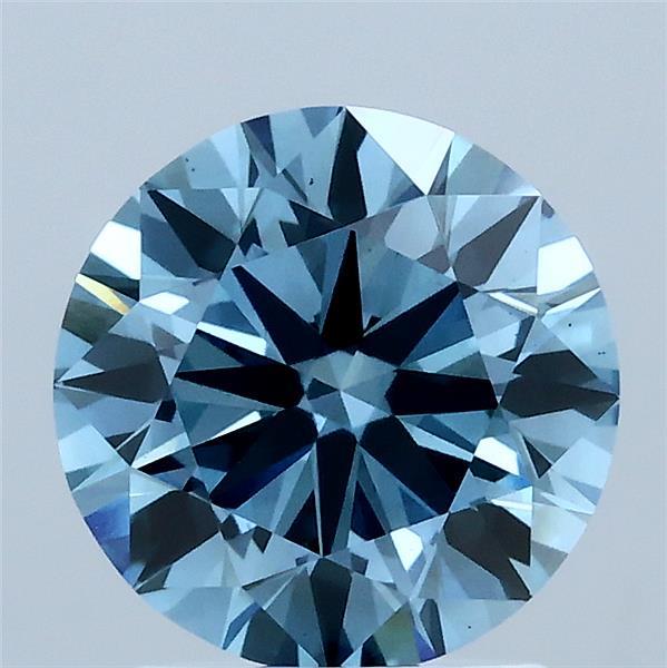 2ct Round FANCY VIVID BLUE VS1 Lab Created Diamond