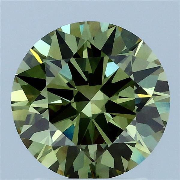 2.02ct Round FANCY VIVID GREEN VVS2 Lab Created Diamond